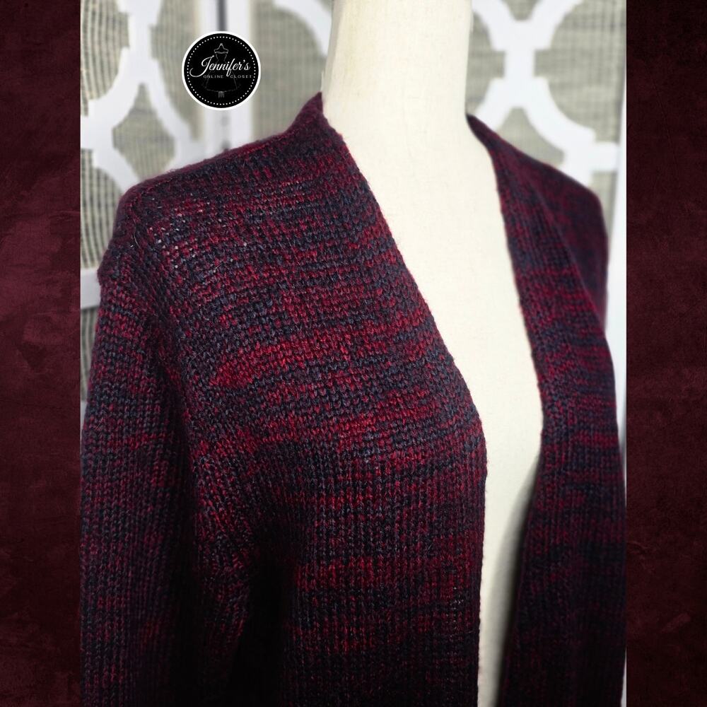 W118 by Walter Baker Red & Blue Soft Long Open Cardigan Size M - Picture 3 of 12